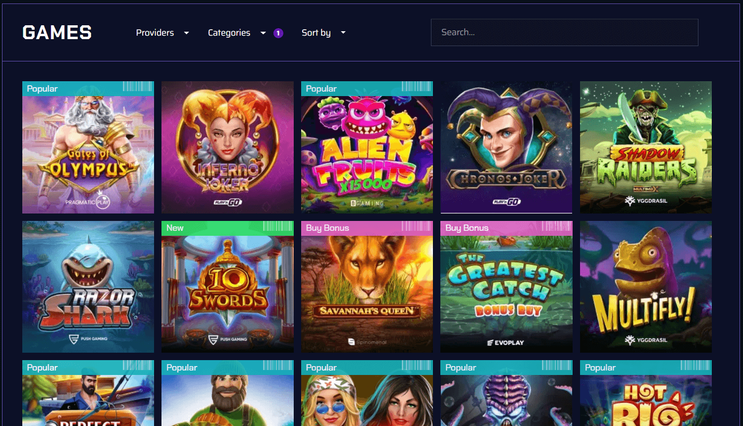 Justbit Casino Slot Games