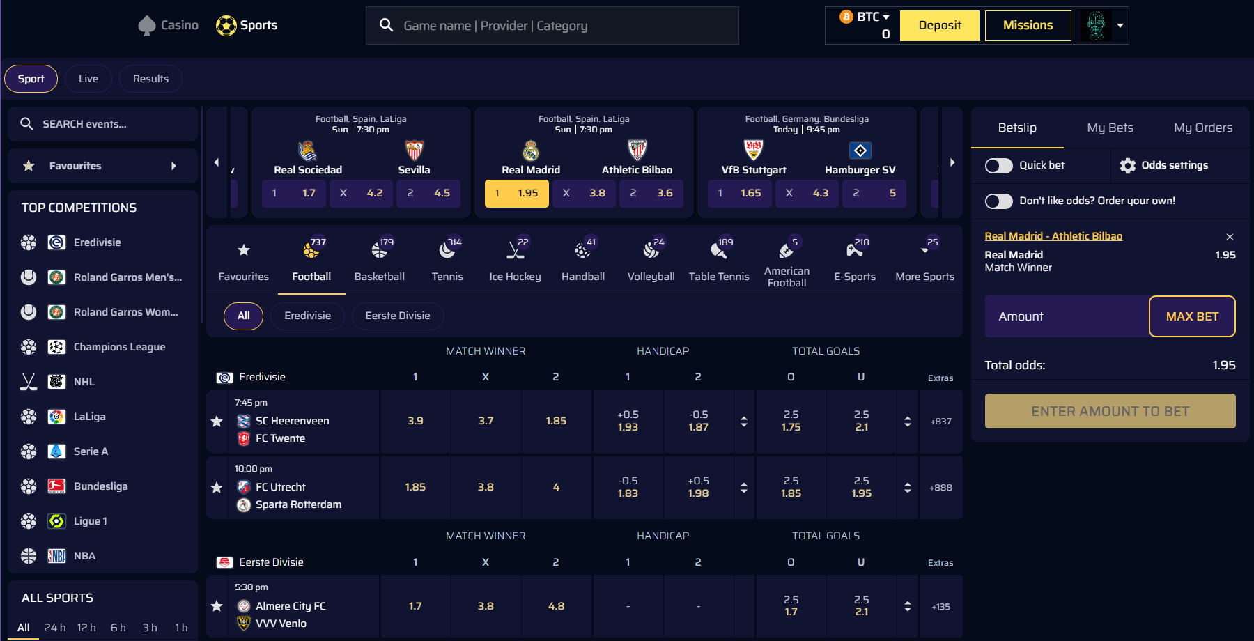 Justbit.io Sports betting