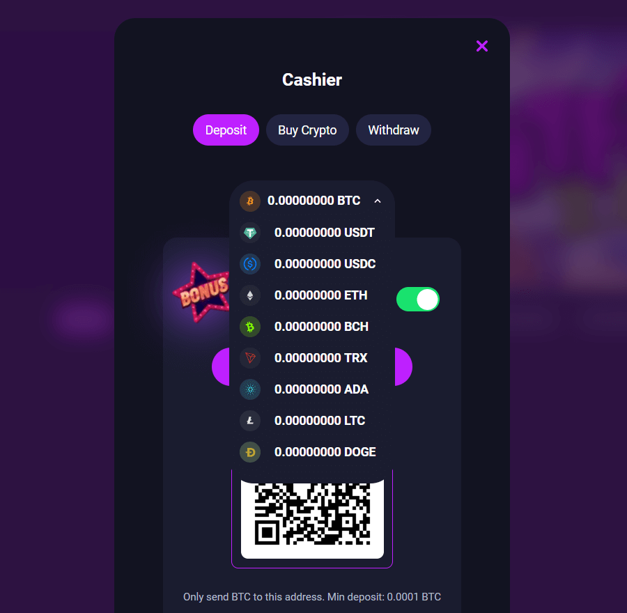 Metaspins Deposit Page