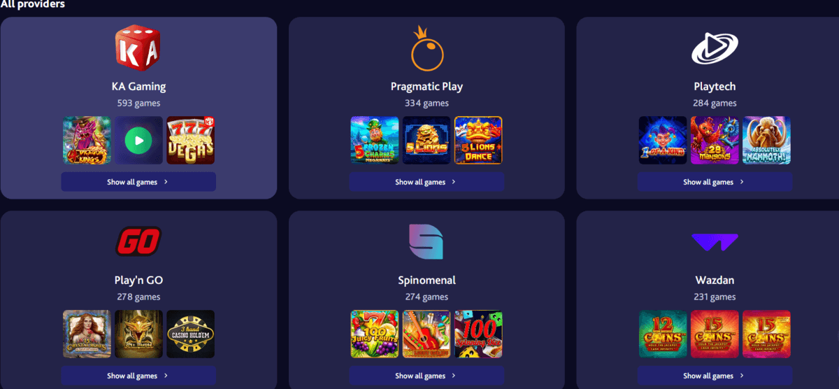 7bitcasino Software Providers